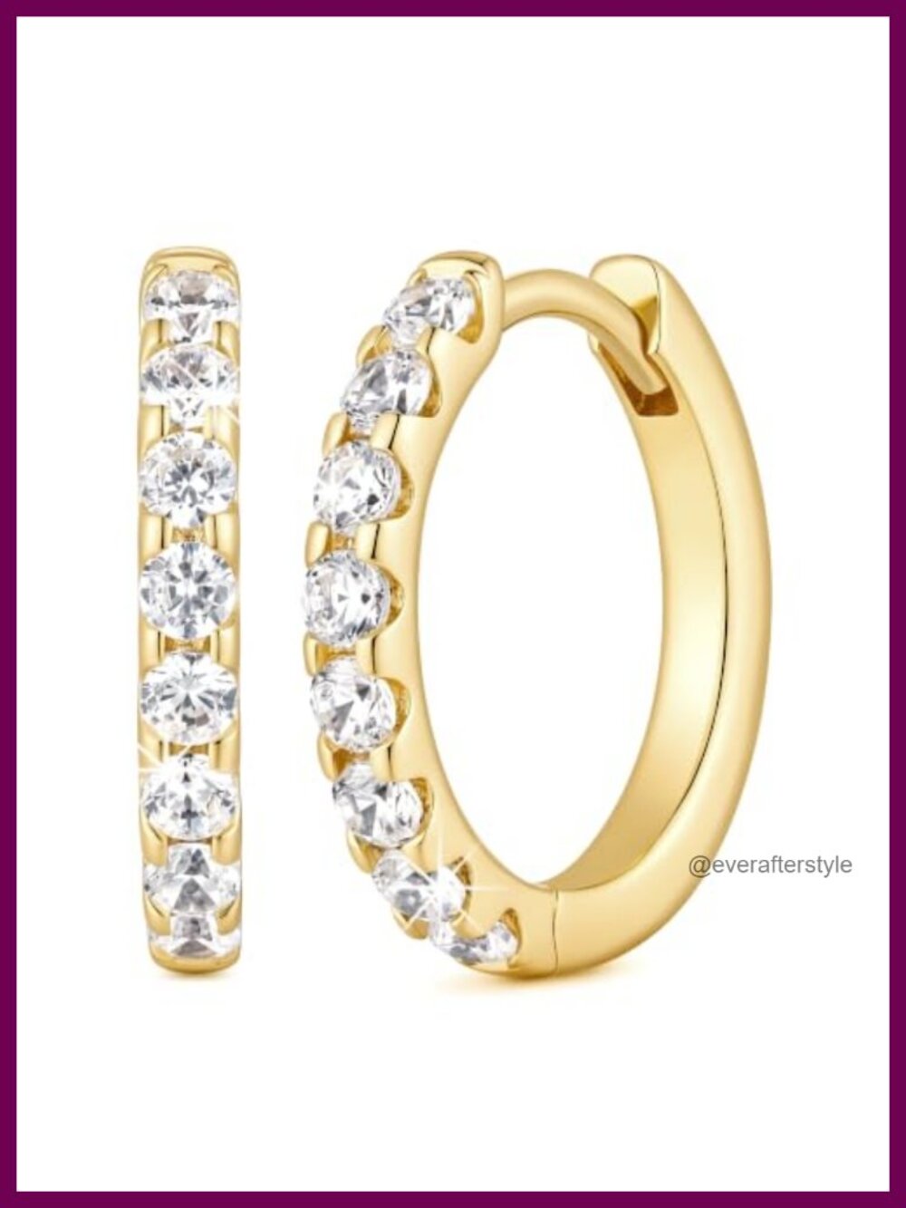 14k Gold Plated Hoop Earrings for Women Half Pavé Zircon Sparkle